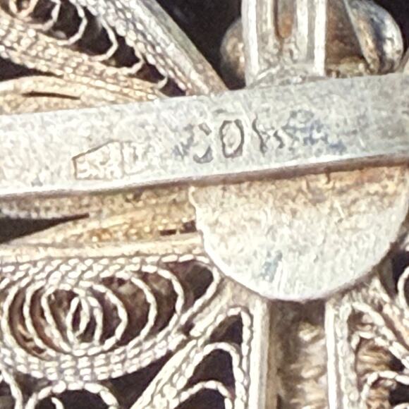 Antique Sterling Silver Filigree Butterfly Brooch Art Deco Handmade Pin C Clasp - Picture 4 of 6